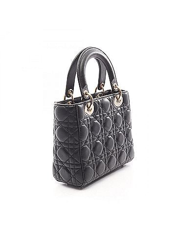 Christian Dior Christian Dior Dior LADY DIOR MY ABCDIOR Lady Small Cannage 2-Way Handbag, Lambskin Leather, Women's, Black (view 2)