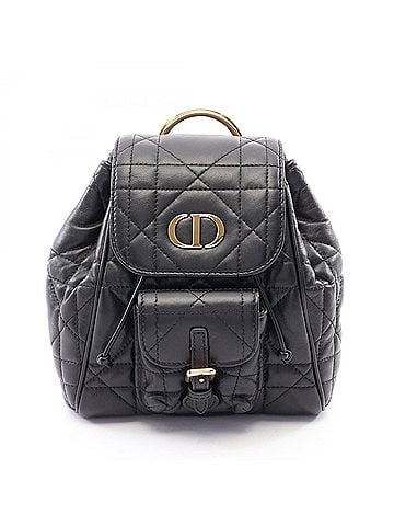 Christian Dior Christian Dior Dior CARO Small Macro Cannage Backpack/Handbag, Leather, Women's, Black (M6302UNOZ) (view 1)