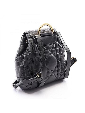 Christian Dior Christian Dior Dior CARO Small Macro Cannage Backpack/Handbag, Leather, Women's, Black (M6302UNOZ) (view 2)