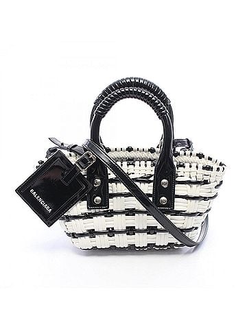 Balenciaga Balenciaga BISTRO XXS Bistro Basket Bag 2-Way Handbag, Enamel, Women's, White/Black, 678028 (view 1)