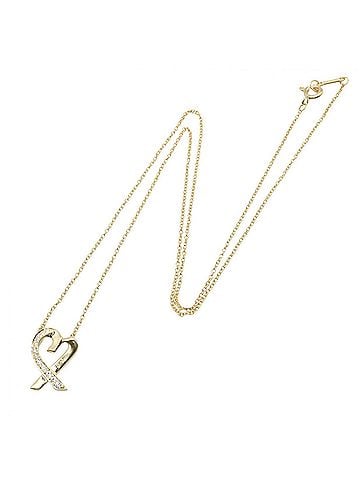 Tiffany & Co. Tiffany &amp; Co. Loving Heart Necklace, 18K (Yellow Gold) Diamond, Women's, Gold Tone, Clear Tone (view 2)