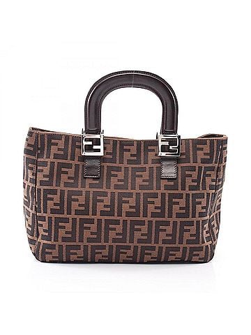 Fendi Fendi Zucca Tote Bag Handbag Canvas Leather Women's Brown/Black 26693 (view 1)