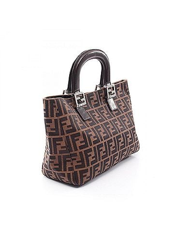 Fendi Fendi Zucca Tote Bag Handbag Canvas Leather Women's Brown/Black 26693 (view 2)