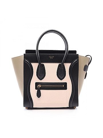 Céline Celine Luggage Micro Shopper Tote Bag Handbag Leather Women's Black, Ivory, Beige (view 1)