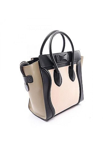 Céline Celine Luggage Micro Shopper Tote Bag Handbag Leather Women's Black, Ivory, Beige (view 2)