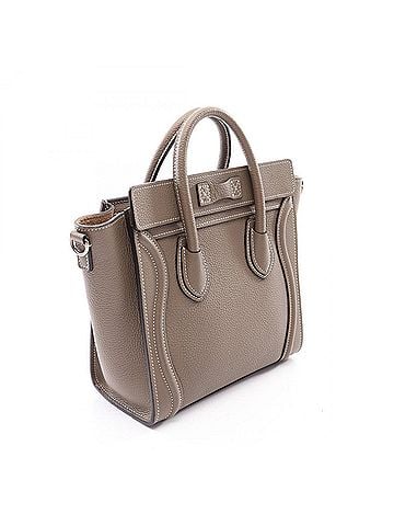 Céline Celine Luggage Nano Shopper 2-Way Handbag, Leather, Women's, Gray (view 2)