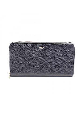 Céline Celine Large Zipped Wallet, Round Long Leather, Women's, Black (view 1)