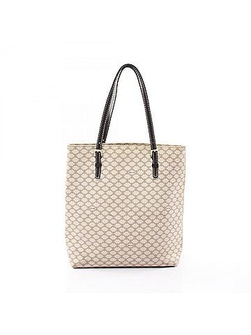 Céline Celine Macadam Tote Bag Handbag, Coated Canvas Leather, Women's, White/Black (view 1)