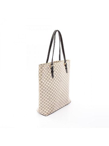 Céline Celine Macadam Tote Bag Handbag, Coated Canvas Leather, Women's, White/Black (view 2)