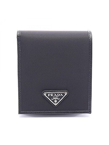Prada Prada SASAFFIANO METAL Bi-fold Wallet, Nylon, Saffiano Leather, Men's, Black (2MO738) (view 1)