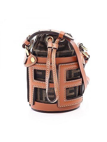 Fendi Fendi Nano Step Out Bucket Bag, Zucca Pattern, Shoulder Handbag, Canvas and Leather, Women's, Brown, 7AS189 (view 1)