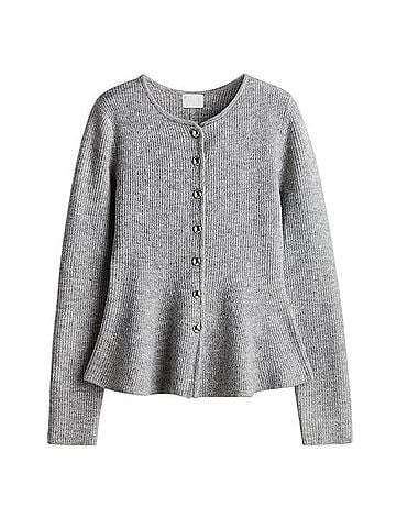 H&M Rib-knit Peplum Cardigan Cardigan (view 1)
