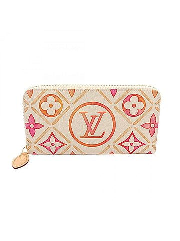 Louis Vuitton Louis Vuitton Zippy Wallet by the Pool Coral Round Long Leather Coated Canvas Monogram Tile Women's Ivory Multicolor M11455 (view 1)