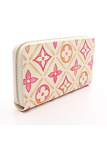 Louis Vuitton Louis Vuitton Zippy Wallet by the Pool Coral Round Long Leather Coated Canvas Monogram Tile Women's Ivory Multicolor M11455 (view 2)