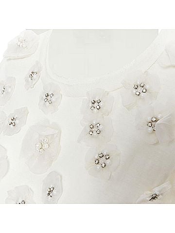 Lanvin Lanvin White Silk Pearl Flower Tshirt (view 2)