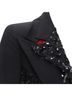 Comme des Garçons 100% Wool Black Comme Des Garcons Sequin Mesh Jacket Size S - photo 2