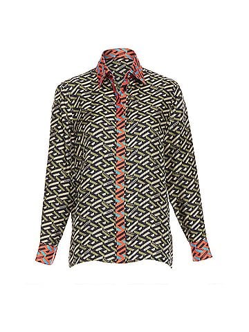 Versace Versace La Greca Geometric Print Logo Shirt (view 1)