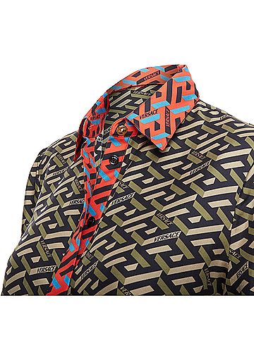 Versace Versace La Greca Geometric Print Logo Shirt (view 2)