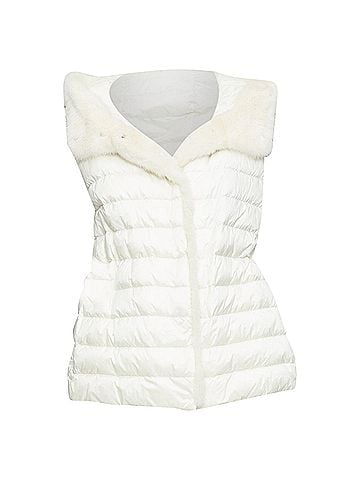 Moncler Moncler Beurre Fur Trim Down Puffer Vest (view 1)