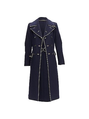 Prada Prada 2004 Navy Wool Leather Officer Coat (view 1)