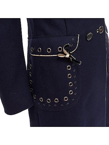 Prada Prada 2004 Navy Wool Leather Officer Coat (view 2)