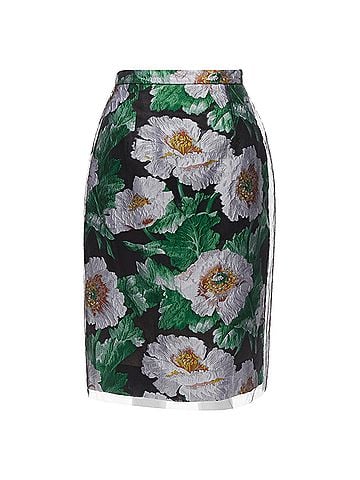 Oscar De La Renta Oscar De La Renta Tulle Floral Jacquard Skirt (view 1)