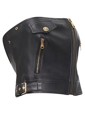 Versace Versace Runway Leather Biker Bustier Top (view 2)