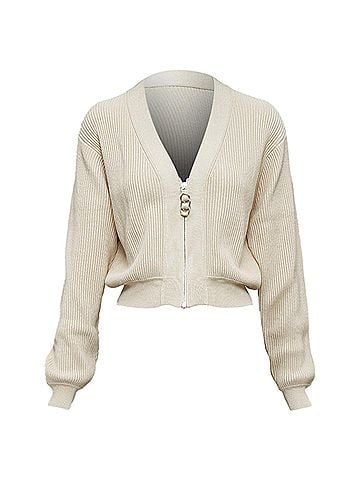 Hermès Hermes Silk Ribbed Crop Cardigan (view 1)