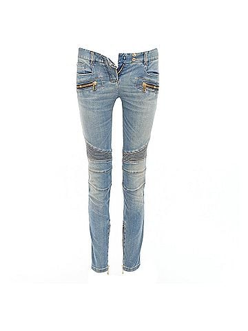 Balmain Balmain Ribbed Denim Biker Jeans (view 1)