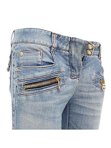 Balmain Balmain Ribbed Denim Biker Jeans (view 2)