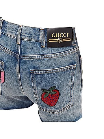 Gucci Gucci Logo Denim Cut Off Shorts (view 2)