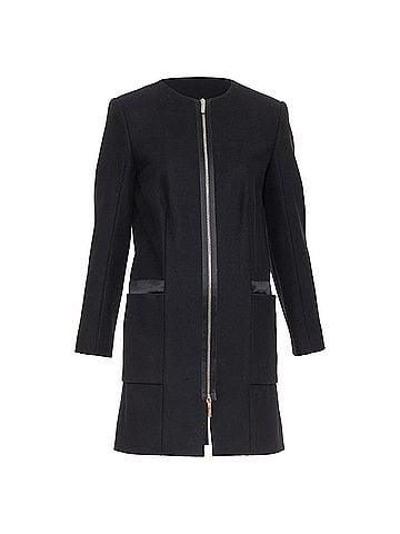 The Row The Row Wool Blend Collarless Zip Long Coat (view 1)