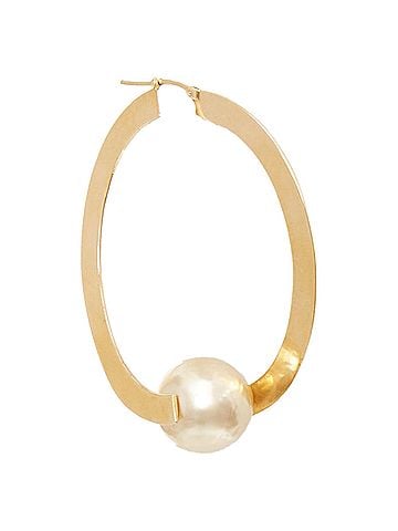 Céline Celine Flat Hoop Faux Pearl Earring (view 1)