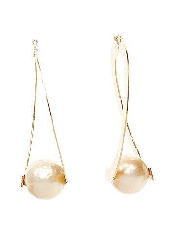 Céline Celine Flat Hoop Faux Pearl Earring (view 2)