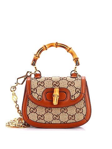 Gucci Bamboo 1947 Top Handle Bag Crystal Embellished GG Canvas Mini (view 1)