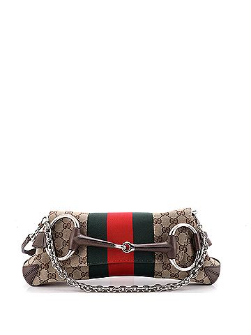Gucci Horsebit NM Web Chain Clutch GG Canvas Medium (view 1)