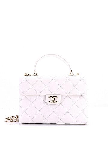 Chanel Retro Twist Top Handle Flap Shoulder Bag Quilted Caviar Small (view 1)