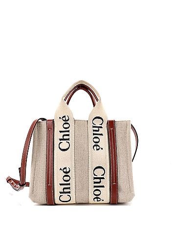 Chloé Woody Tote Canvas with Leather Small (view 1)