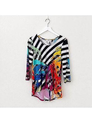 Joseph Ribkoff Abstract Tulip Back Tunic 3/4 Sleeve Blouse (view 1)