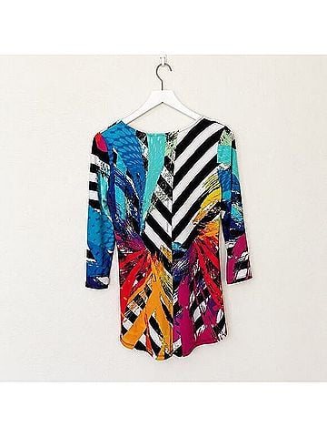Joseph Ribkoff Abstract Tulip Back Tunic 3/4 Sleeve Blouse (view 2)