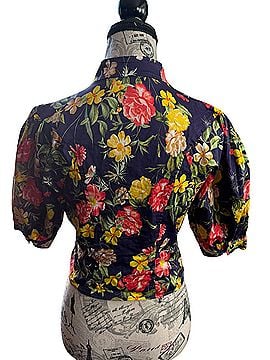 Marissa Webb Collective Floral Printed Puff Sleeve Top Short Sleeve Blouse (view 2)