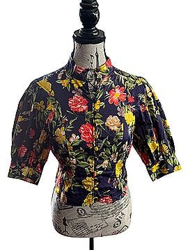 Marissa Webb Collective Floral Printed Puff Sleeve Top Short Sleeve Blouse (view 1)