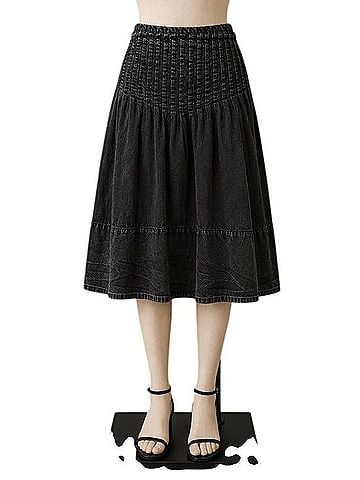 Free People Peyton Pintuck Denim Skirt (view 1)