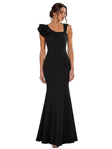Lulus Lucette Black Ruffle Mermaid Maxi Cocktail Dress (view 1)
