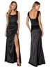 Lulus Stunning Arrival Black Satin Off Shoulder Maxi Cocktail Dress - photo 1