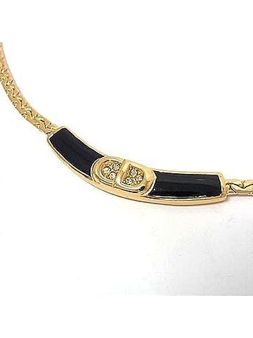 Christian Dior Christian Dior Gold Metal Necklace with Rhinestones for Women (view 2)