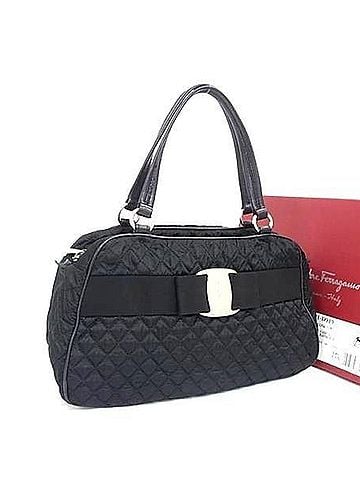 Salvatore Ferragamo Salvatore Ferragamo handbag, Vara ribbon, 21 D919, black nylon, women's. (view 1)