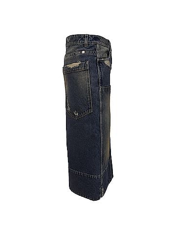 Givenchy Givenchy Distressed Low-Rise Midi Skirt in Light Blue Denim (view 2)