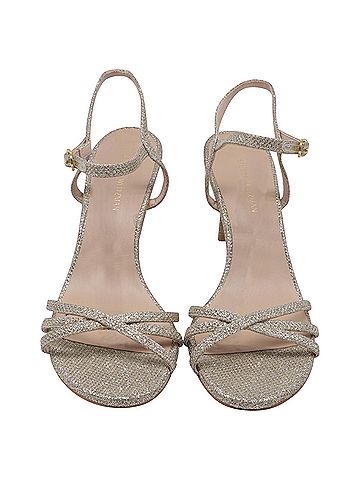 Stuart Weitzman Stuart Weitzman Starla 80 Ankle Strap Sandals in Gold Glitter (view 2)