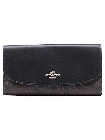 Coach Coach Signature Continental Wallet in Brown Coated Canvas and Leather (view 1)